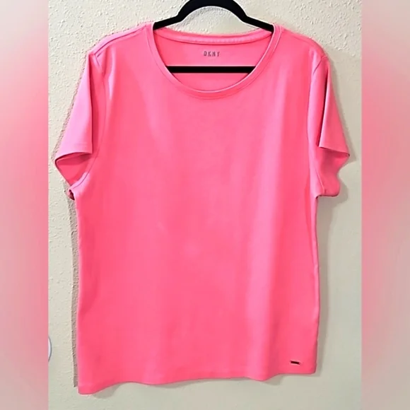 DKNY Women's Pink Basic Cotton Crewneck Size XXL - Picture 10 of 10